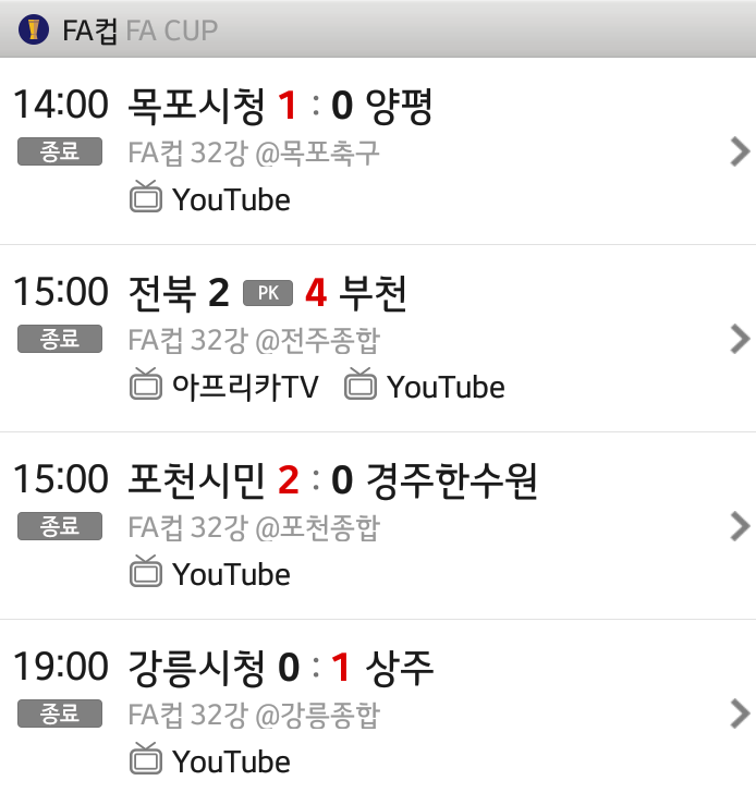 오늘 FA컵 32강 결과 | 인스티즈