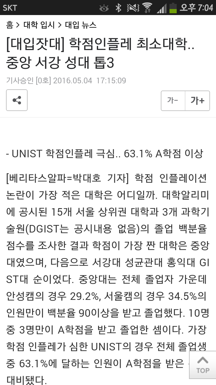 2016 학점 후한대학/짠대학,학과(인서울중위권이상) | 인스티즈