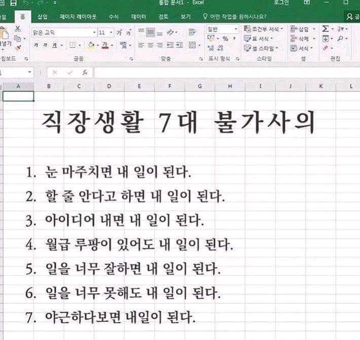 직장생활 7대 불가사의 | 인스티즈