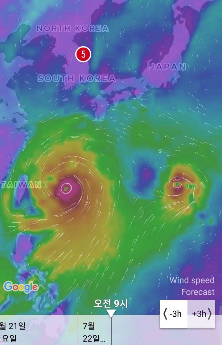美기상예측시스템(GFS):7월18~19일 9호 태풍 손띤 발생/20~21일 슈퍼태풍으로 격상/21~22일 韓日방향으로 북상 | 인스티즈